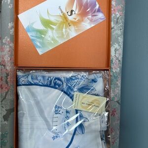 Elegant Blue and White silk scarf